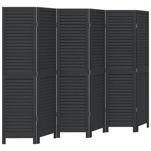 vidaXL Parawan pokojowy, 6-panelowy, czarny, lite drewno paulowni
