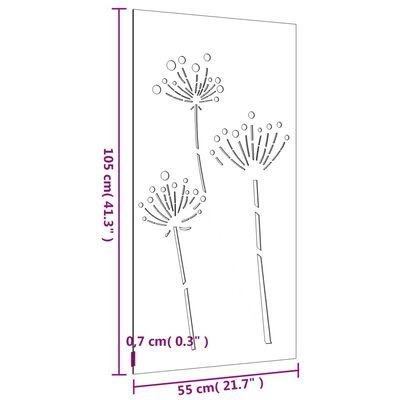 vidaXL Ogrodowa dekoracja ścienna, 105x55 cm, stal kortenowska, kwiaty