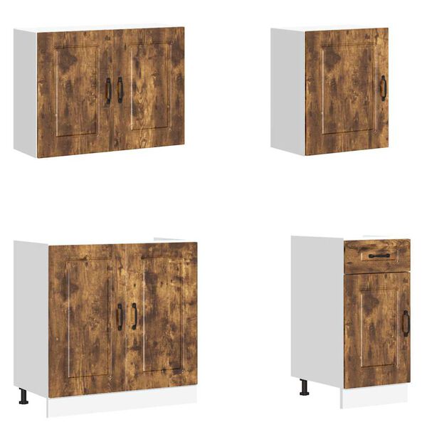 vidaXL Zestaw szafek kuchennych, Kalmar, 7-częściowy, przydymiony dąb