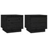 vidaXL Szafki nocne, 2 szt., czarne, 35x34x32 cm, lite drewno sosnowe