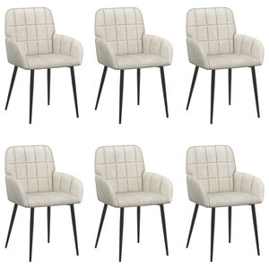 vidaXL Krzesła jadalne 6 pcs Welur kremowy 57 x 50 x 85 cm