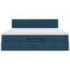 vidaXL Rama ł&oacute;żka otomana z materacem, niebieska, 160x200 cm, aksamit