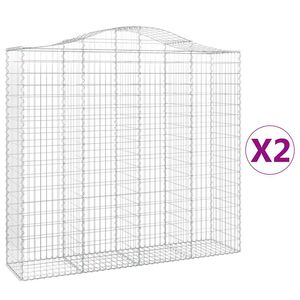 vidaXL Kosze gabionowe, 2 szt, 200x50x180/200 cm, galwanizowane żelazo