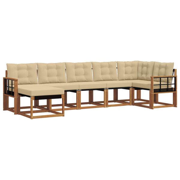 vidaXL Zestaw sof na zewnątrz z poduszką 7 pcs Naturalny i Beżowy