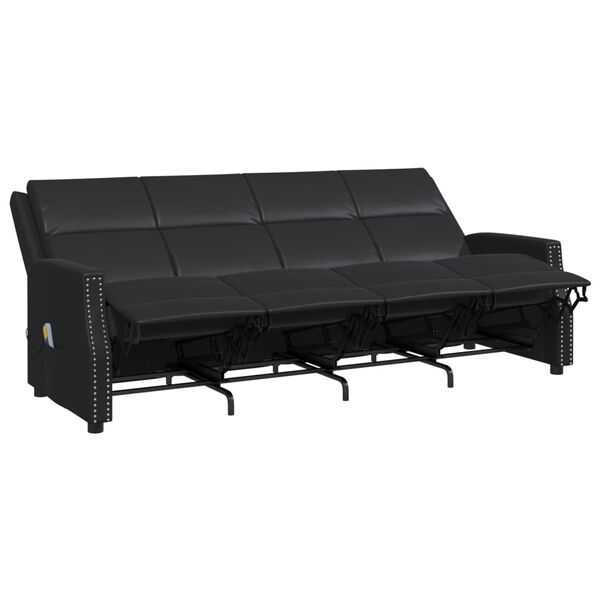 vidaXL Rozkładany fotel masujący, 4-os., czarny, sztuczna skóra