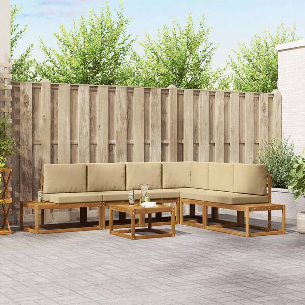 vidaXL Zestaw sof na zewnątrz z poduszką 7 Sztuka Naturalny i Beżowy