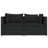 vidaXL 2-osobowa sofa z poduszkami, czarna, polirattan
