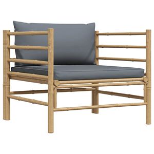 vidaXL Sofa ogrodowa z ciemnoszarymi poduszkami, bambusowa