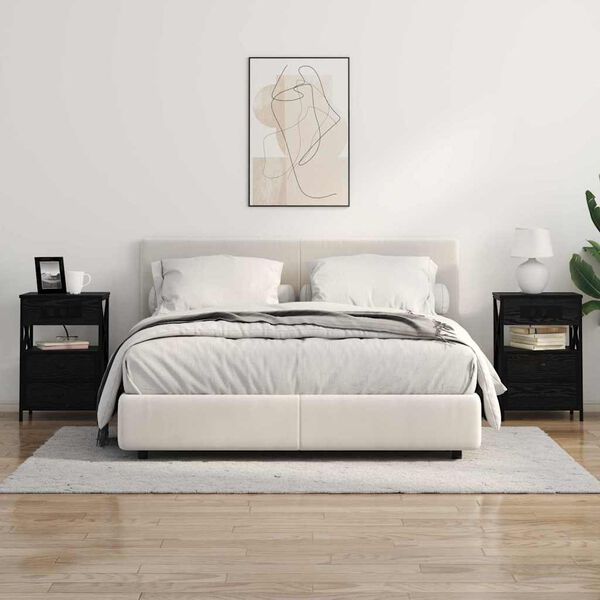 vidaXL Szafka Nocna Czarny Dąb 40 x 31 x 60 cm Materiał drewnopochodny