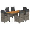 vidaXL 7-cz. zestaw mebli ogrodowych z poduszkami, szary, rattan PE