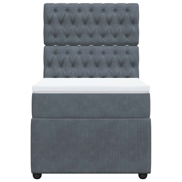 vidaXL Łóżko kontynentalne z materacem, ciemnoszary aksamit, 90x200 cm