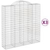 vidaXL Kosze gabionowe, 3 szt, 200x50x200/220 cm, galwanizowane żelazo