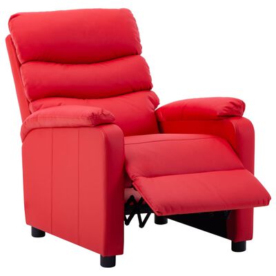 vidaXL Fotel rozkładany, czerwony, sztuczna skóra