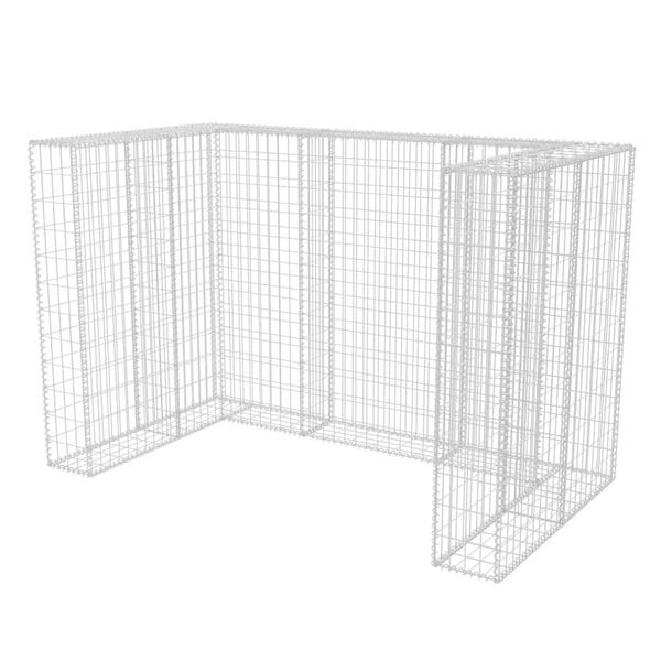 vidaXL Gabion osłonowy na 2 kosze na śmieci, stalowy, 180x100x120 cm