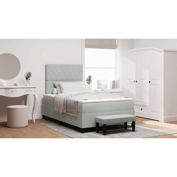 vidaXL Ł&oacute;żko sprężynowe z materacem Jasnoszary 120 x 190 cm Aksamit