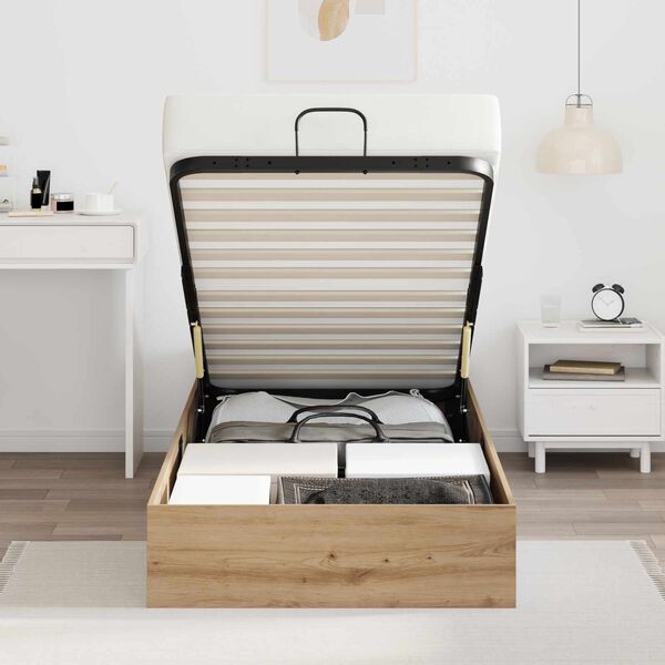 vidaXL Ł&oacute;żko otomanowe Dąb Rzemieślniczy 100 x 200 cm