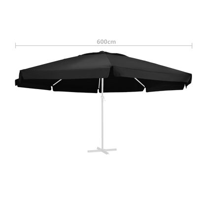 vidaXL Pokrycie do parasola ogrodowego, czarne, 600 cm