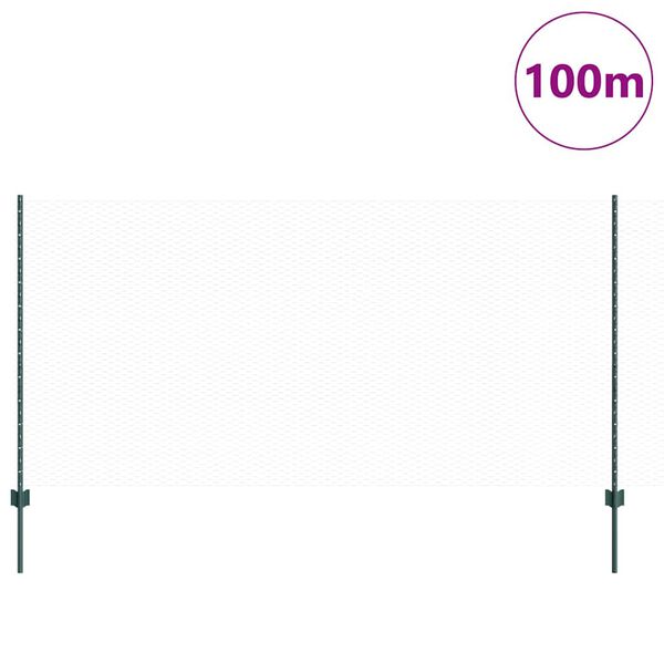 vidaXL Ogrodzenie z słupkiem Zielony 1,2 x 100 m Stal i PVC