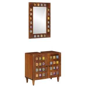 vidaXL Zestaw mebli łazienkowych 2 pcs orzech włoski Drewno z mango