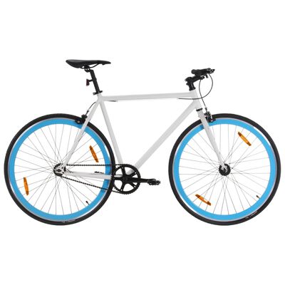 vidaXL Rower single speed, biało-niebieski, 700c, 59 cm
