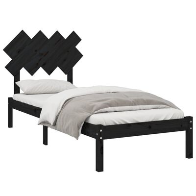 vidaXL Rama łóżka, czarna, 90x200 cm, lite drewno