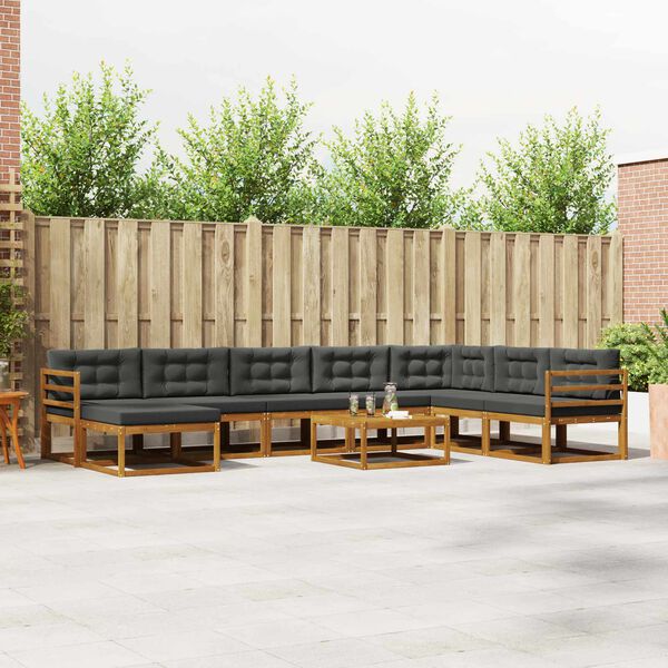 vidaXL Zestaw sof na zewnątrz z poduszką 9 pcs Naturalny i Antracytowy