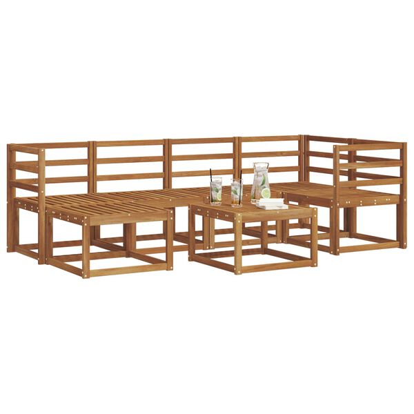 vidaXL Zestaw sof na zewnątrz z poduszką 7 pcs Naturalny i Jasny Szary