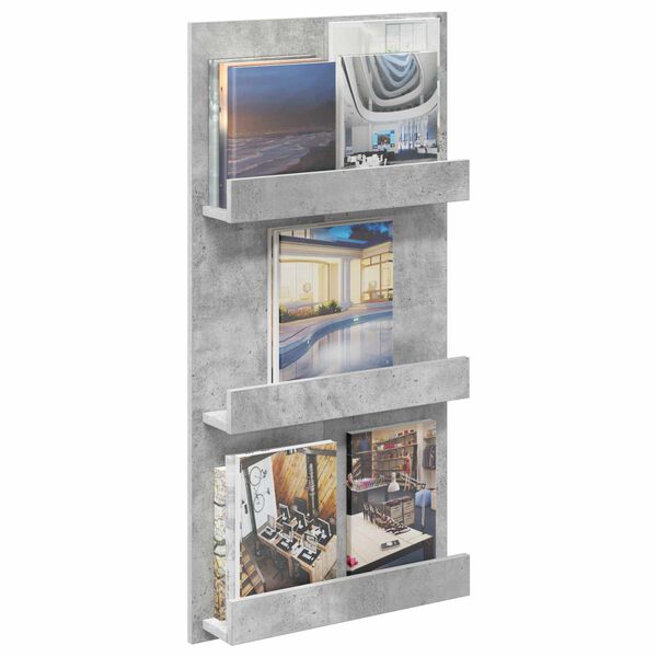 vidaXL Regał na gazety z p&oacute;łką Betonowy szary 51 x 11 x 102 cm