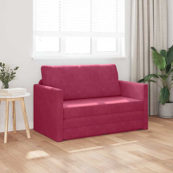 vidaXL Sofa Bed 110cm Czerwone wino Aksamit