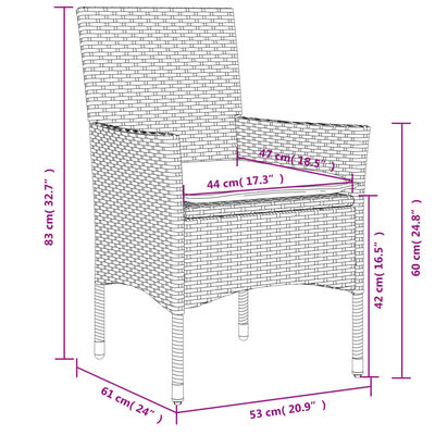 vidaXL Krzesła ogrodowe z poduszkami, 2 szt., białe, polirattan