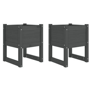 vidaXL Donice, 2 szt., szare, 40x40x52,5 cm, lite drewno sosnowe