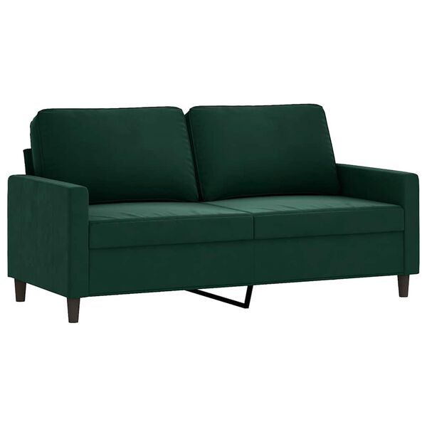 vidaXL Sofa 2-osobowa, ciemnozielona, 140 cm, tapicerowana aksamitem