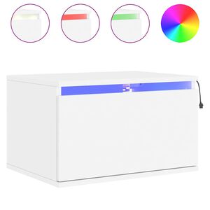 vidaXL Wisząca szafka nocna z podświetleniem LED, biała