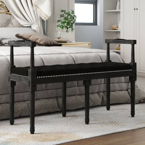 vidaXL Ławka, czarna, 110x40x70 cm, tapicerowana aksamitem