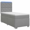 vidaXL Ł&oacute;żko Box Spring z materacem i LED jasnoszary 90 x 190 cm
