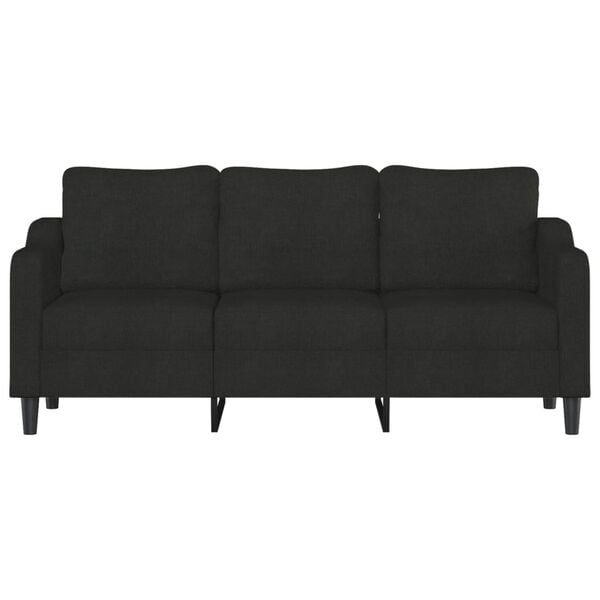 vidaXL Sofa 3-osobowa, czarna, 180 cm, tapicerowana tkaniną