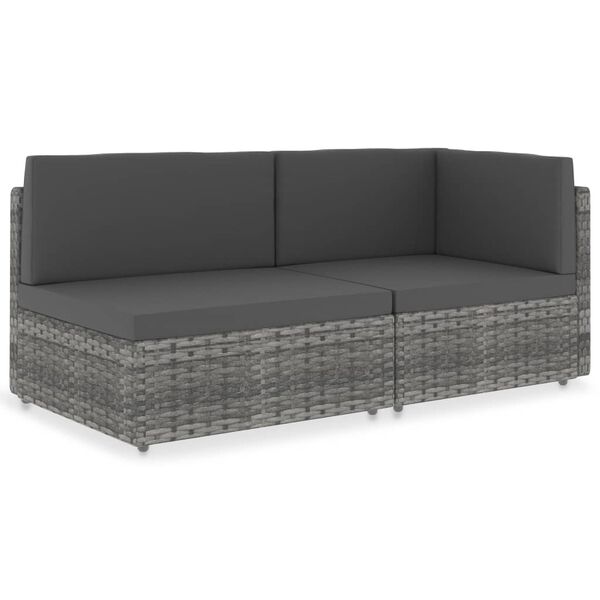 vidaXL Sofa modułowa 2-osobowa, rattan PE, szara