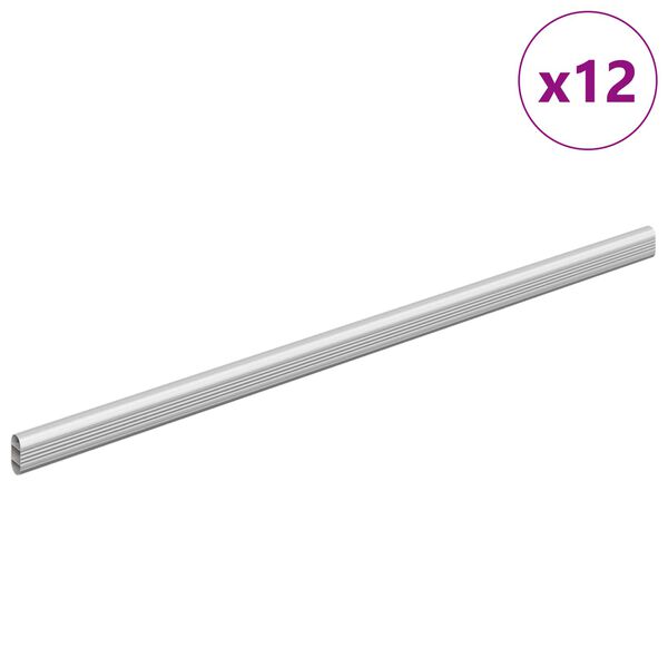 vidaXL Drążek do szafy 12 pcs Srebrny 764 x 15 x 29 mm Stop Aluminium
