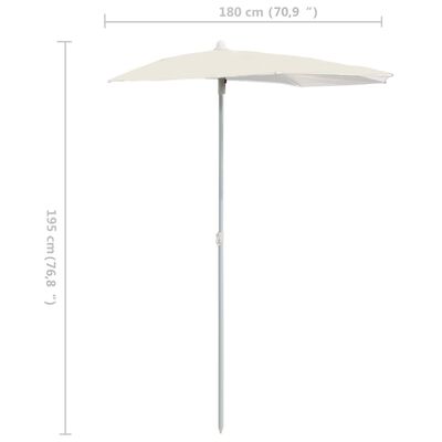 vidaXL Półokrągły parasol ogrodowy na słupku, 180x90 cm, piaskowy