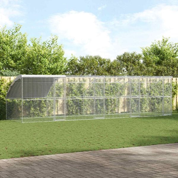 vidaXL Klatka dla kur 4 pcs Srebrny 800 x 200 x 200 cm Stal i PE