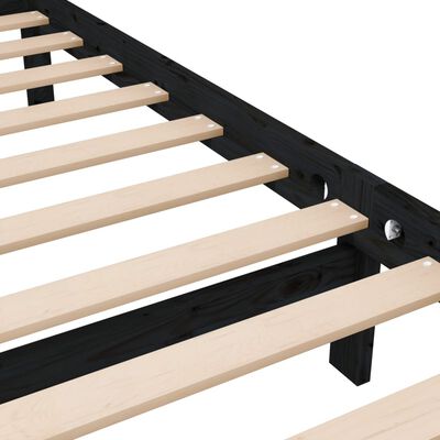 vidaXL Rama łóżka, czarna, 135x190 cm, lite drewno