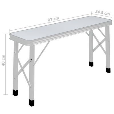 vidaXL Składany stolik turystyczny z 2 ławkami, aluminium, biały