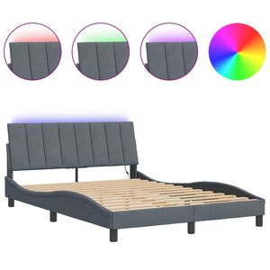 vidaXL Rama ł&oacute;żka z LED bez materaca, Hanko, ciemnoszara, 120x200 cm, aksamitna