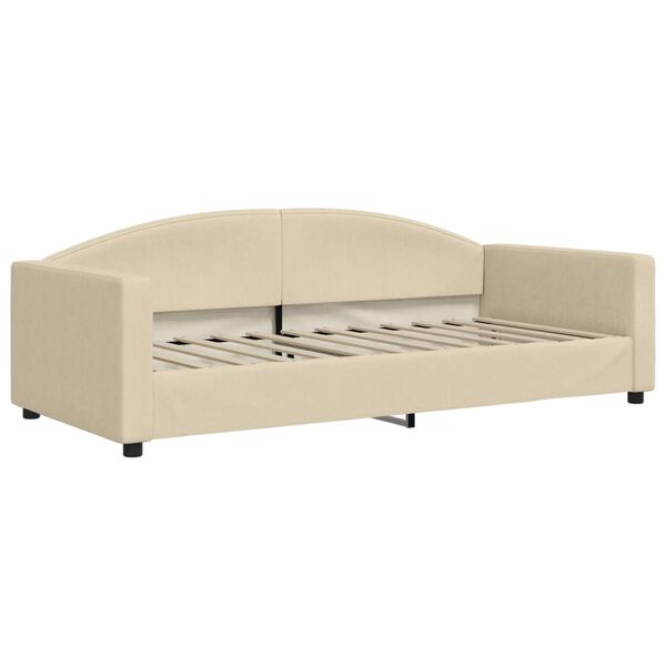 vidaXL Sofa rozsuwana z szufladami, kremowa, 90x200 cm, tkanina