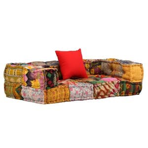 vidaXL Puf modułowy, 2-osobowy, patchwork, tkanina