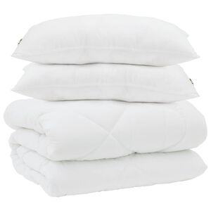 vidaXL Duvet z poduszkami z poduszką 3 pcs Biały Mikrofibra i Puch