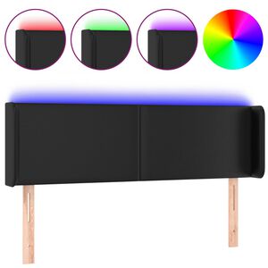 vidaXL Zagł&oacute;wek do ł&oacute;żka z LED, czarny, 147x16x78/88cm, sztuczna sk&oacute;ra