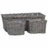 vidaXL Kosz na rośliny z przechowywaniem 3 pcs Szary Rattan Kubu