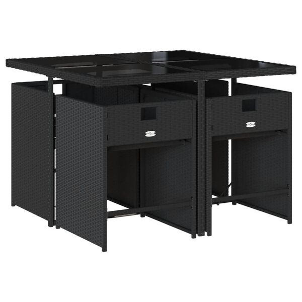 vidaXL 5-cz. zestaw mebli ogrodowych z poduszkami, czarny, polirattan