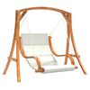 vidaXL Huśtawka z poduszką, lite drewno świerkowe w kolorze teku